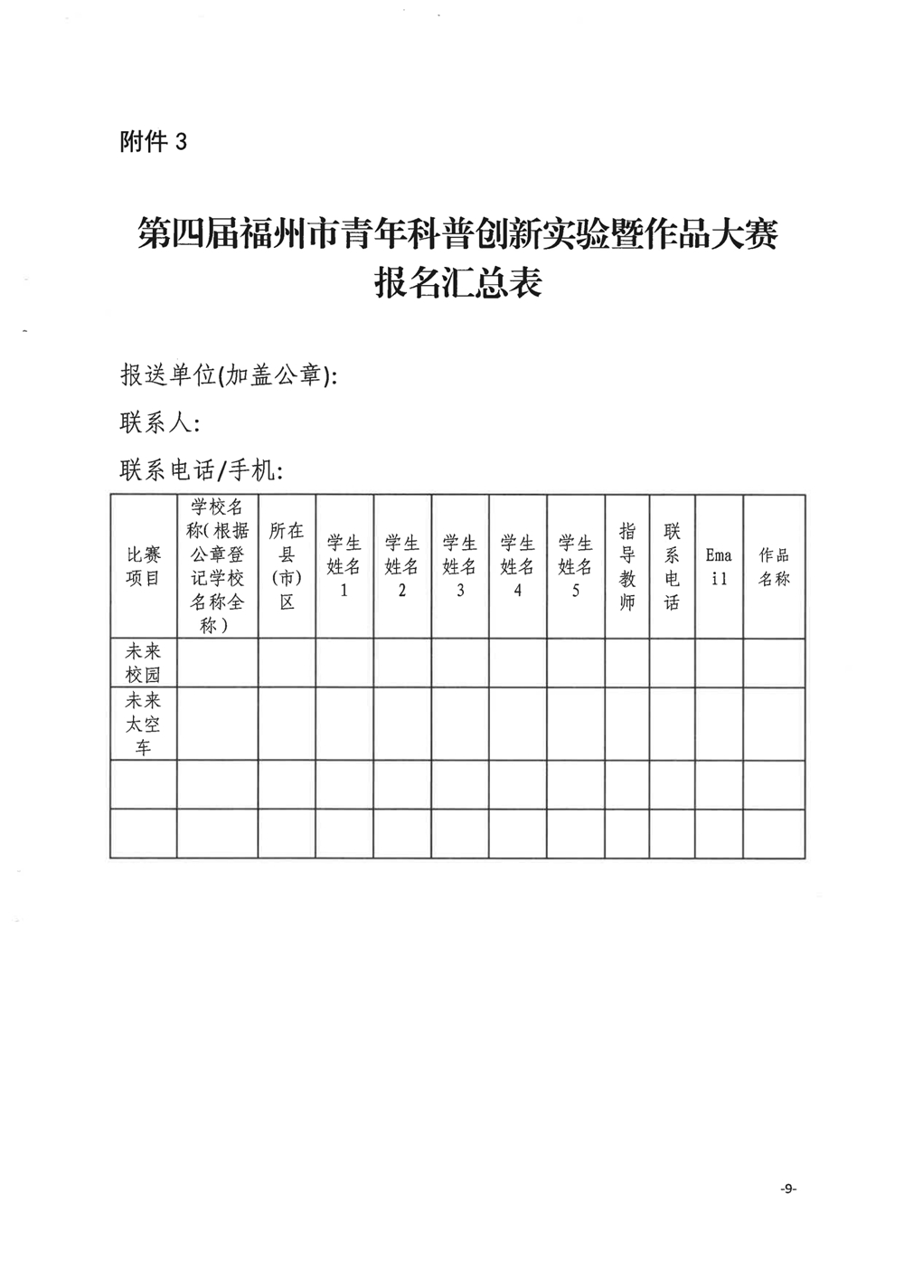 關于舉辦第四屆福州市青年科普創新實驗暨作品大賽的通知